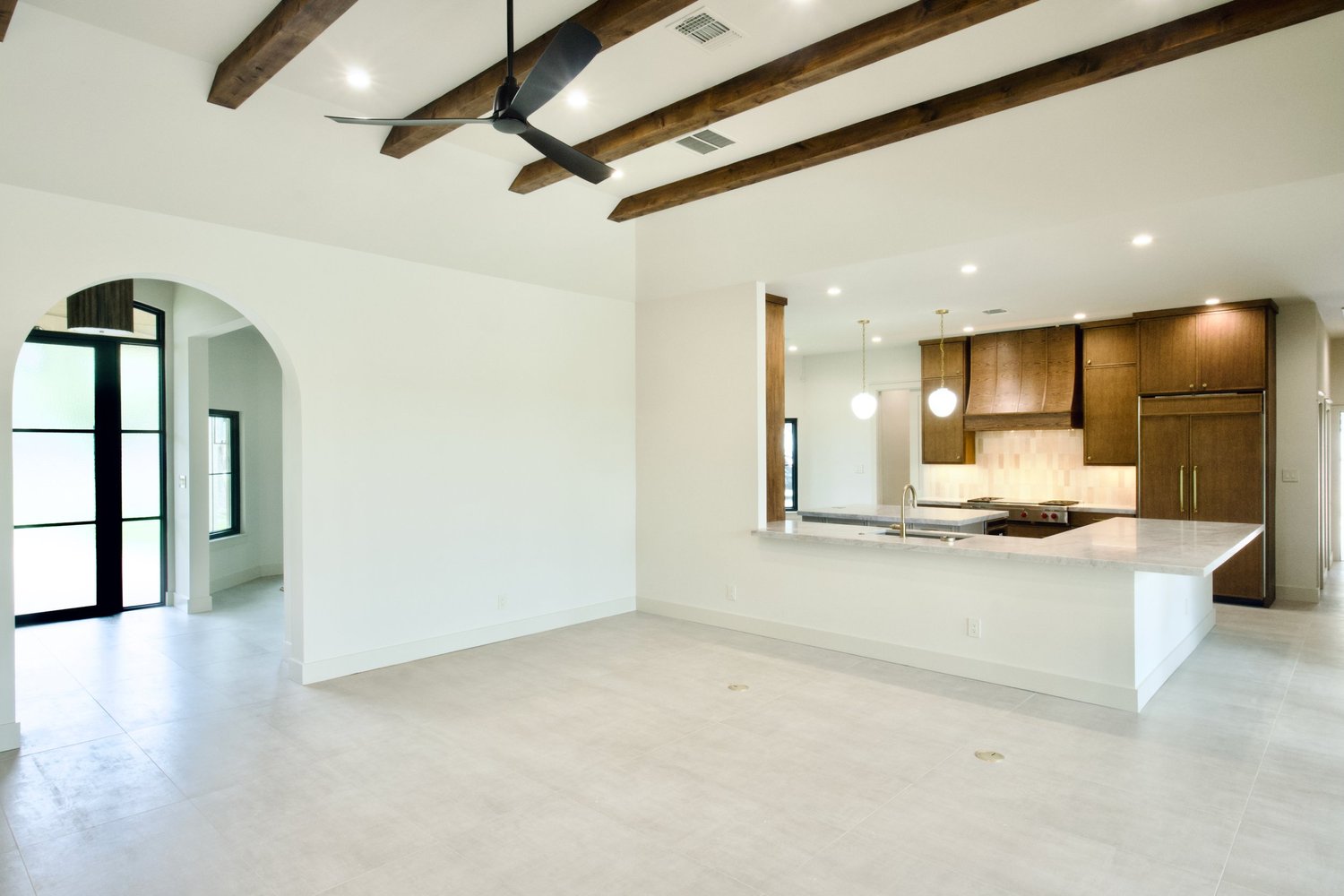 The San Marcos living room after its whole-home remodel